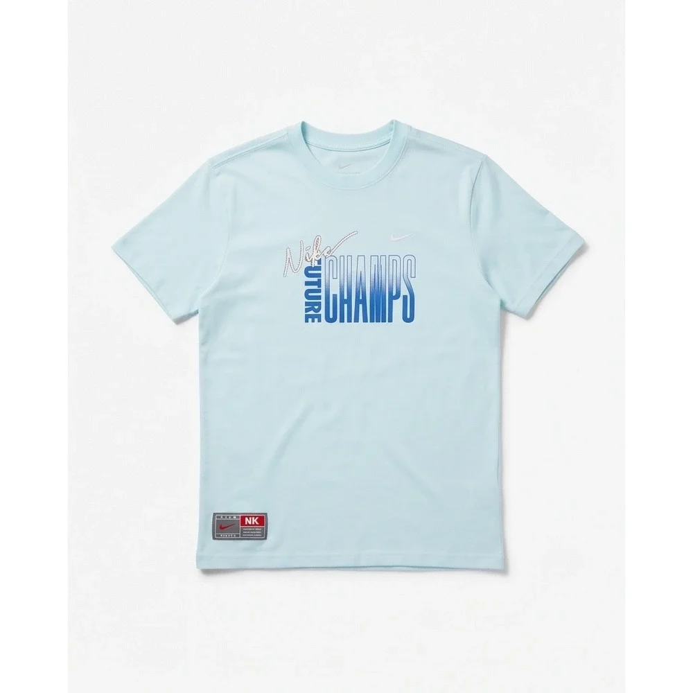 Nike Future Champs Light Blue Graphic T-Shirt Mens Short Sleeve Crewneck Tee